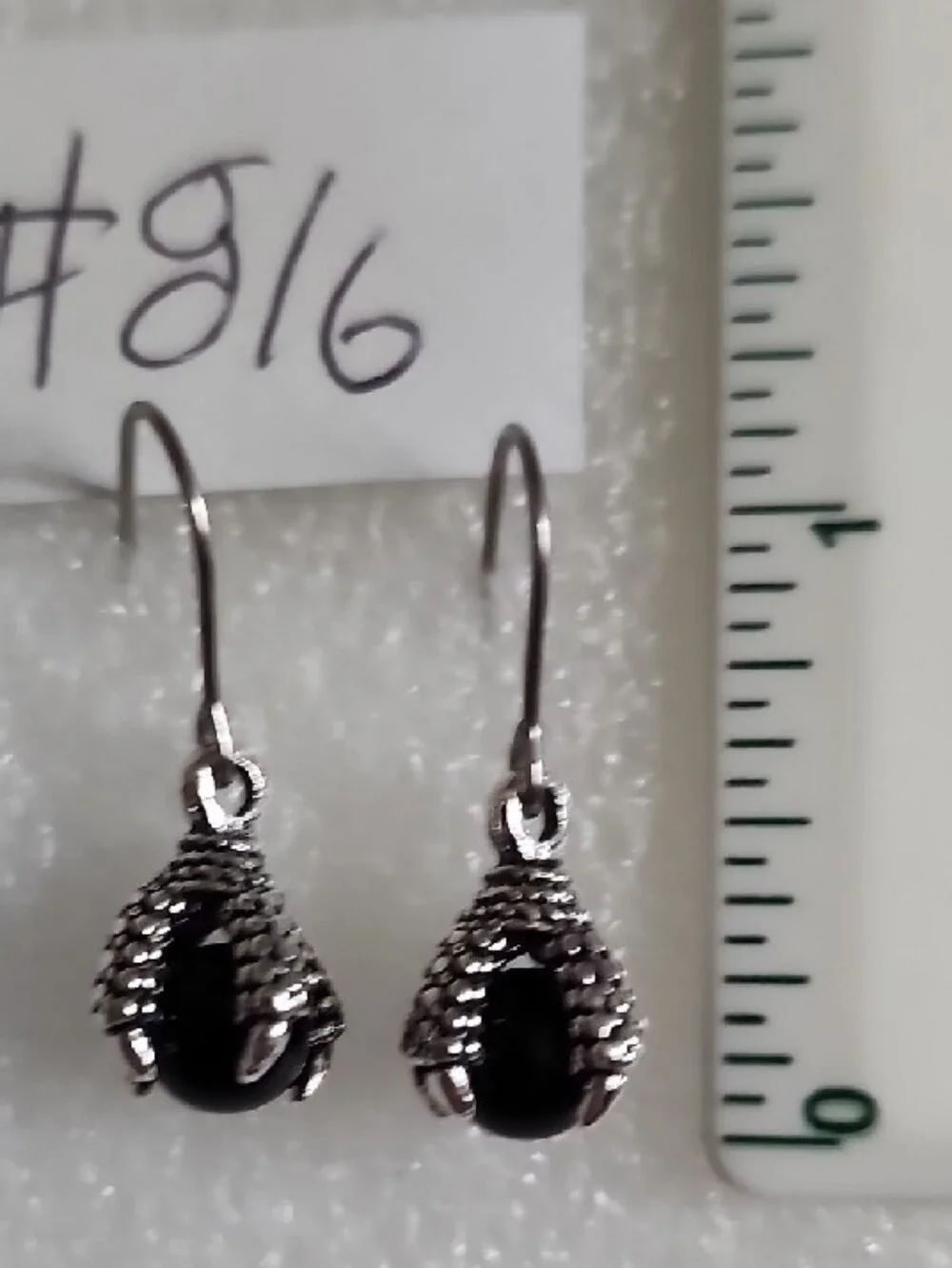 Sterling-Style Black Dragon Claw Drop Earrings